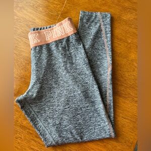 PINK Victoria's Secret Charcoal and Peach Leggings Large